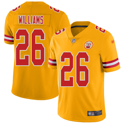 Men Kansas City Chiefs 26 Williams Damien Limited Gold Inverted Legend Football Nike NFL Jersey